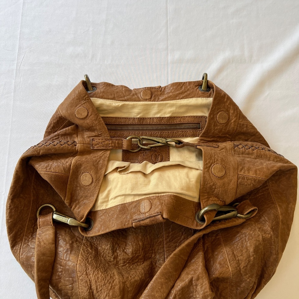 AllSaints Anatolian Washed Leather Hobo Shoulder Bag Brown Retail $298 - Picture 9 of 15